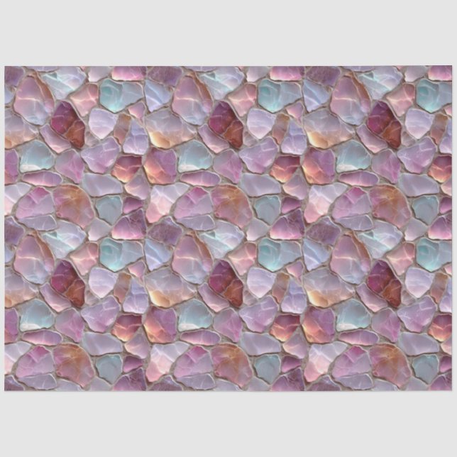 Pink Sea Glass Pattern Decoupage Tissue Paper (Front)