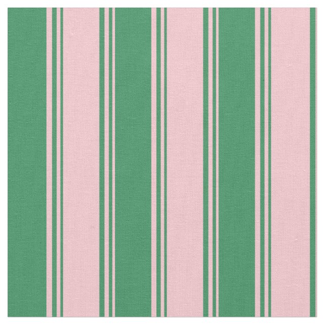 Pink & Sea Green Coloured Stripes/Lines Pattern Fabric (Close Up)