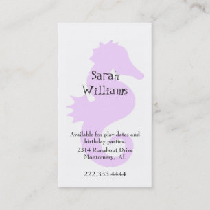 Pink Sea Horse Children Calling Card