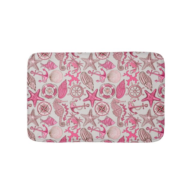 Pink Sea Pattern Bath Mat (Front)