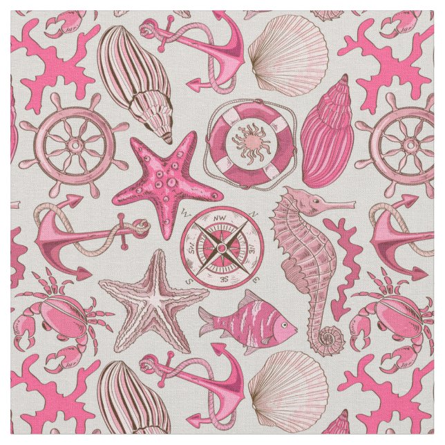 Pink Sea Pattern Fabric (Close Up)