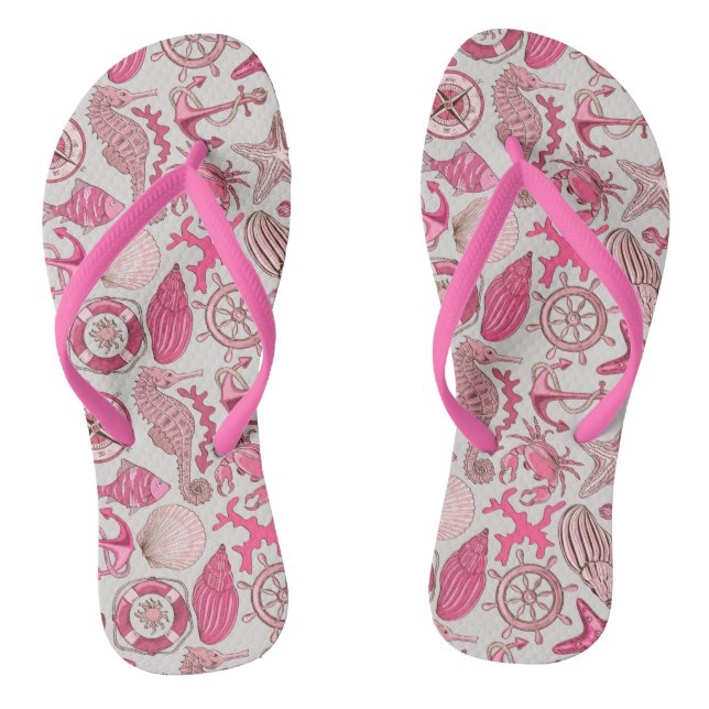 Pink Sea Pattern Jandals (Footbed)