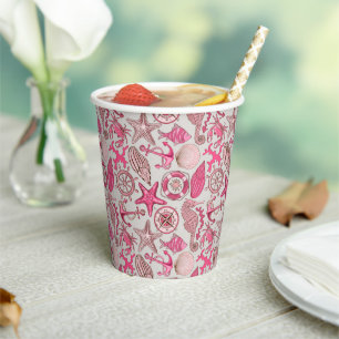 Pink Sea Pattern Paper Cups