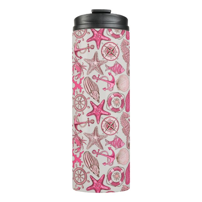 Pink Sea Pattern Thermal Tumbler (Front)