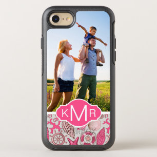 Pink Sea Pattern   Your Photo & Monogram OtterBox Symmetry iPhone 8/7 Case
