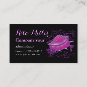 Pink sea shell business card