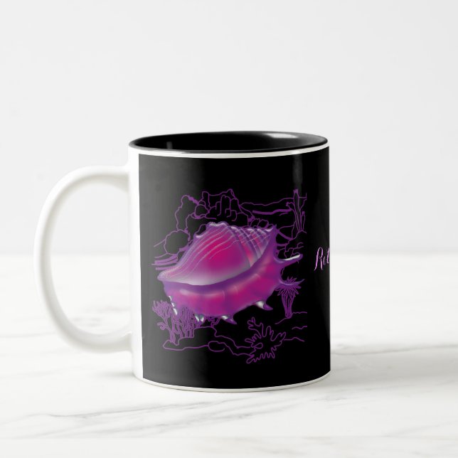 Pink sea shell Two-Tone coffee mug (Left)
