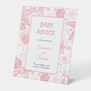 Pink Sea Shells baby advice table sign