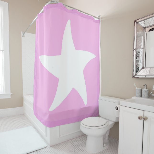 Pink Sea Star Shower Curtain (In Situ)