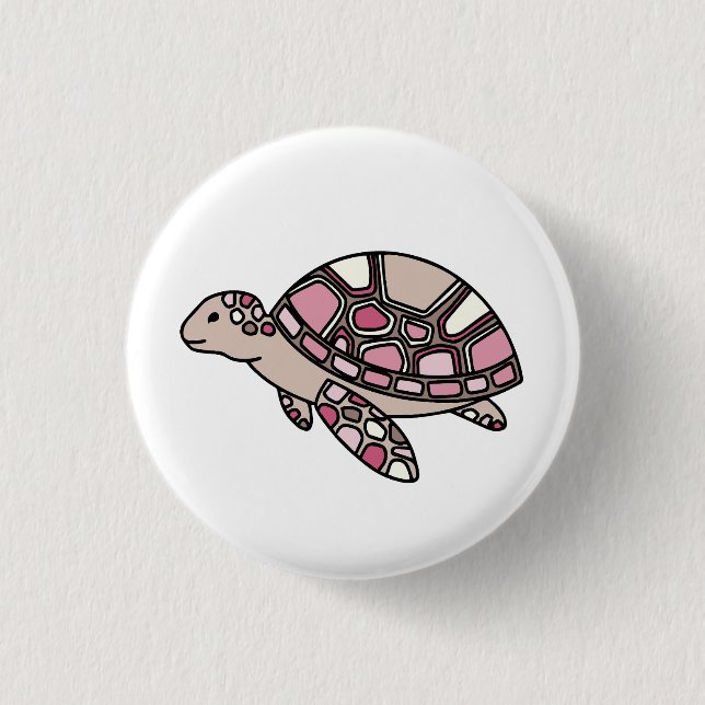 Pink Sea Turtle 3 Cm Round Badge (Front)