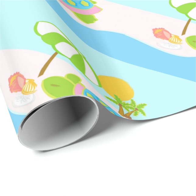 Pink Sea Turtle Glossy Wrapping Paper, 30" x 6' Paper (Roll Corner)