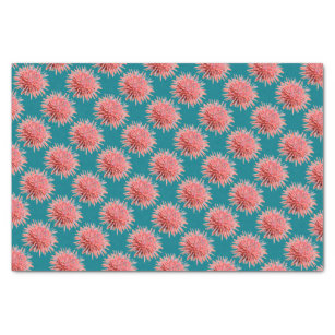 Pink Sea Urchins on Teal Tissue Paper