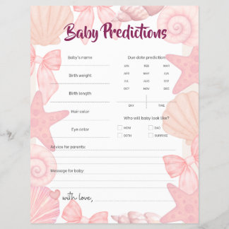 Pink Sea You Soon Baby Shower Predictions Flyer