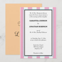 Pink Seafoam Blue White Stripes Love Wedding