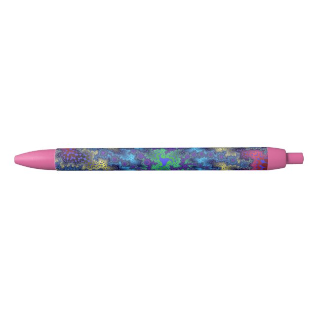 Pink Seafoam Burst Black Ink Pen (Front)