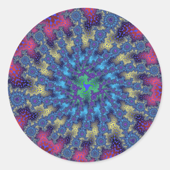 Pink Seafoam Burst Classic Round Sticker (Front)