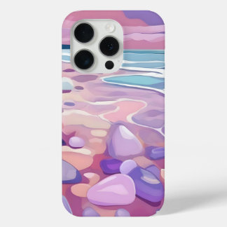 Pink Seaglass, beach, in digital art iPhone 15 Pro Case