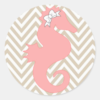 Pink Seahorse Beach Themed Baby Shower Sticker