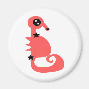 Pink Seahorse of Love and Stars Magnet