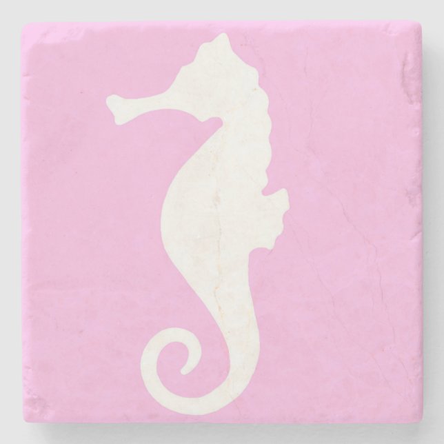 Pink Seahorse Stone Coaster (Front)