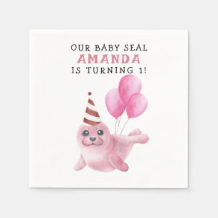 Pink Seal 1st Birthday Under The Sea Napkin