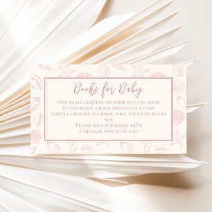 Pink Seashell Coastal Baby Shower Books For Baby Enclosure Card