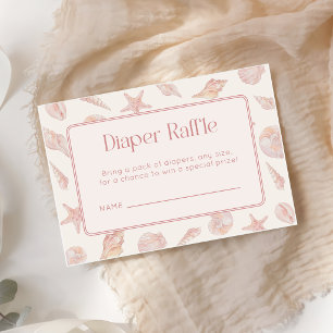 Pink Seashell Coastal Baby Shower Diaper Raffle Enclosure Card