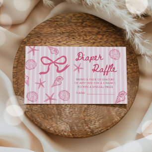 Pink Seashell Coastal Baby Shower Diaper Raffle Enclosure Card