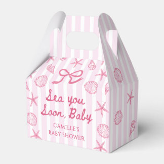 Pink Seashell Coastal Girl Baby Shower  Favour Box