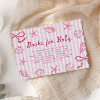 Pink Seashell Girl Baby Shower Books for Baby Enclosure Card