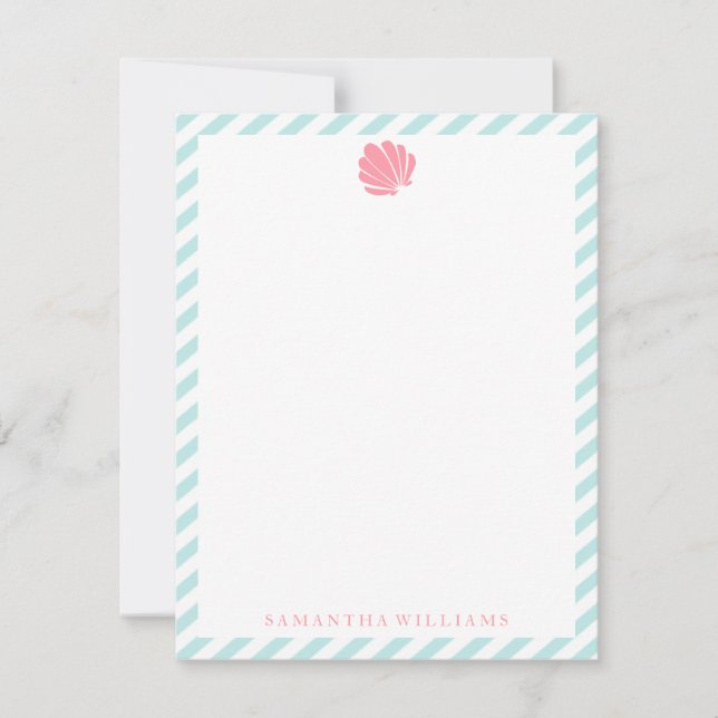 Pink Seashell on Mint Stripes (Front)