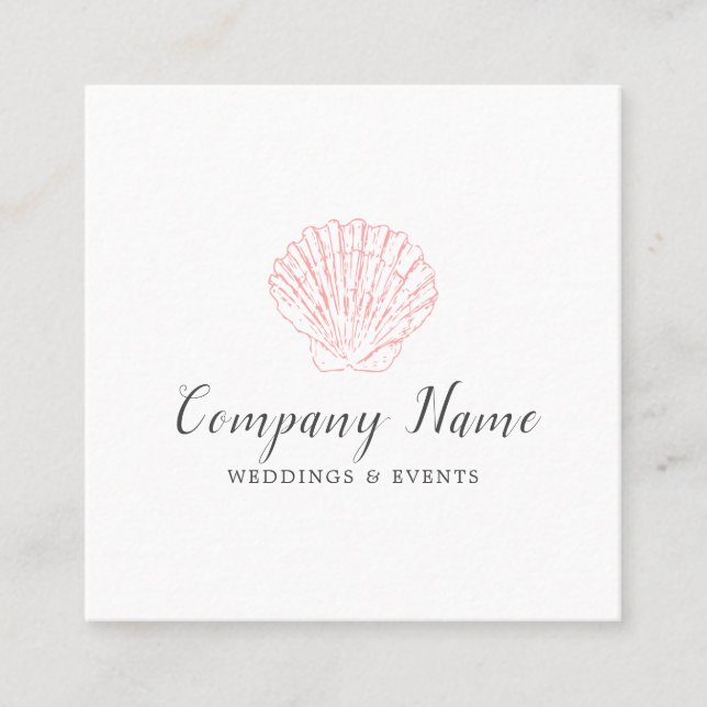 Pink Seashell Square Business Card (Front)
