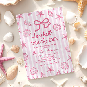 Pink Seashells and Wedding Bells Bridal Shower Invitation