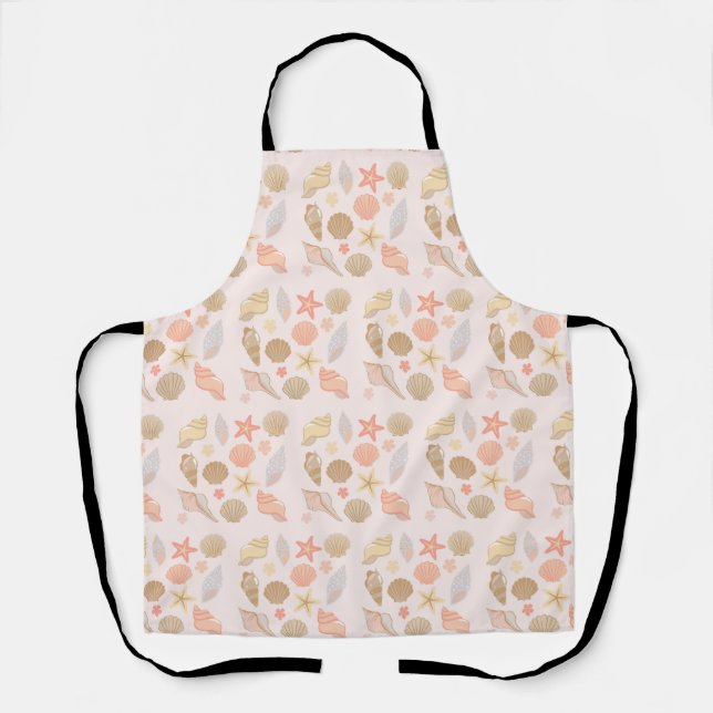 Pink Seashells Pattern Apron (Front)