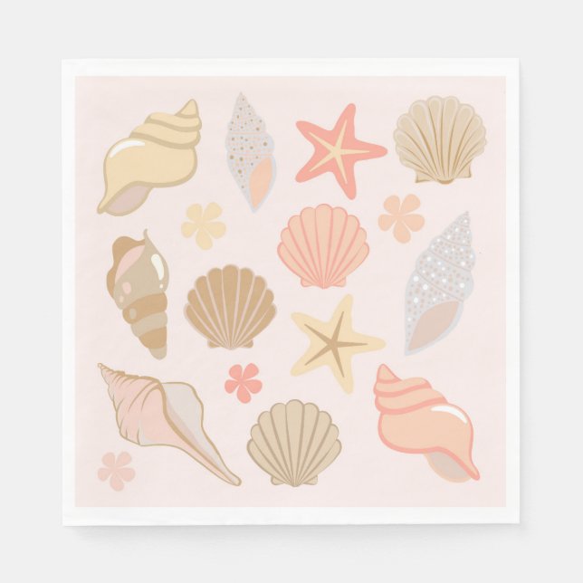 Pink Seashells Pattern Napkin (Front)