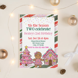 Pink Season TWO Celebrate, holiday 2nd birthday Invitation