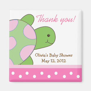 Pink Seaturtle Sea Turtle Baby Shower Favour Magnet