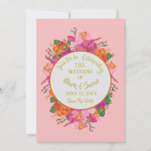 Pink Secret Garden Boho Floral Wedding  Invitation