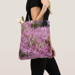 Pink Sedum Autumn Flowers Multiplied Tote Bag