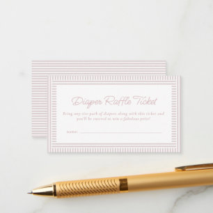 Pink seersucker baby shower diaper raffle ticket enclosure card
