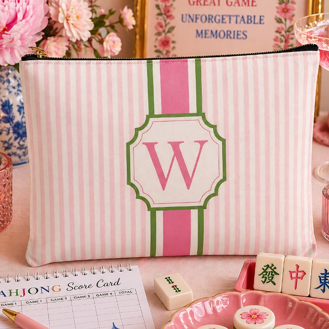 Pink Seersucker Mahjong Tile Bag Personalised (Creator Uploaded)