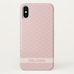 Pink Seigaiha Japanese Pattern Personalised Name Case-Mate iPhone Case