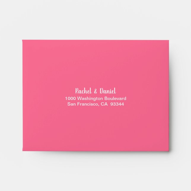 Pink Self Addressed Wedding RSVP Envelope (Front)