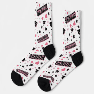 Pink Senior Year Photo Class Graduation Socks 