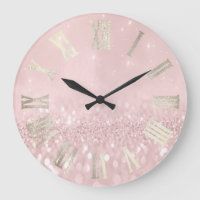 Pink Sepia Grey Silver Glitter Metal Roman Numers