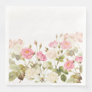 Pink Sepia Vintage Roses Meadow Illustration Napkin