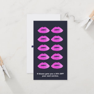 Pink Sequin Lips Beauty Salon Loyalty Punch Card