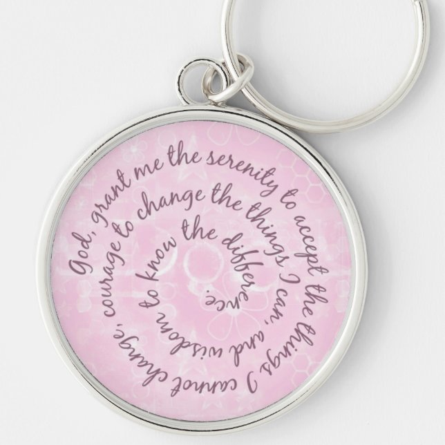 Pink Serenity Prayer Keychain - Customised (Front)