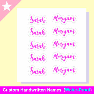 (Pink Set of 10) Elegant Signature Script Name