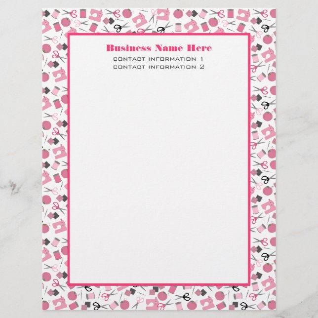 Pink Sewing Letterhead (Front)